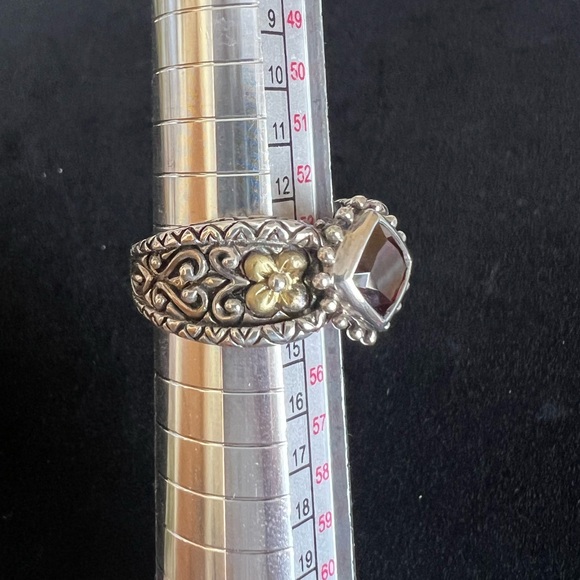 Regal Barbara Bixby Cushion Cut Garnet 925/18k Gold Ring - Picture 14 of 15